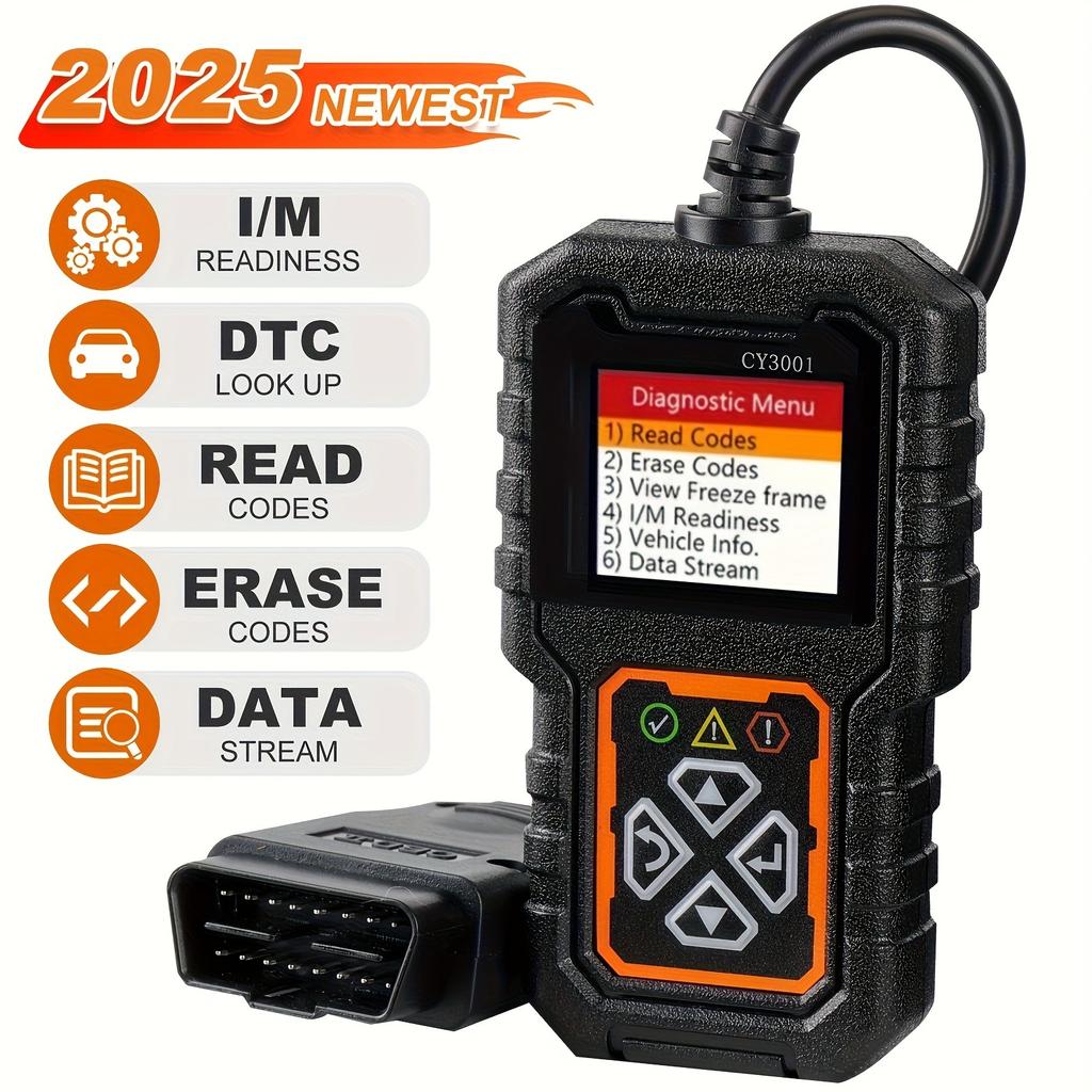 Автомобильный OBD2 сканер кодов Диагностический сканер Считыватель кодов Стереть код неисправности двигателя Считать код Стереть код Тест аккумулятора Индикатор Check Engine Может