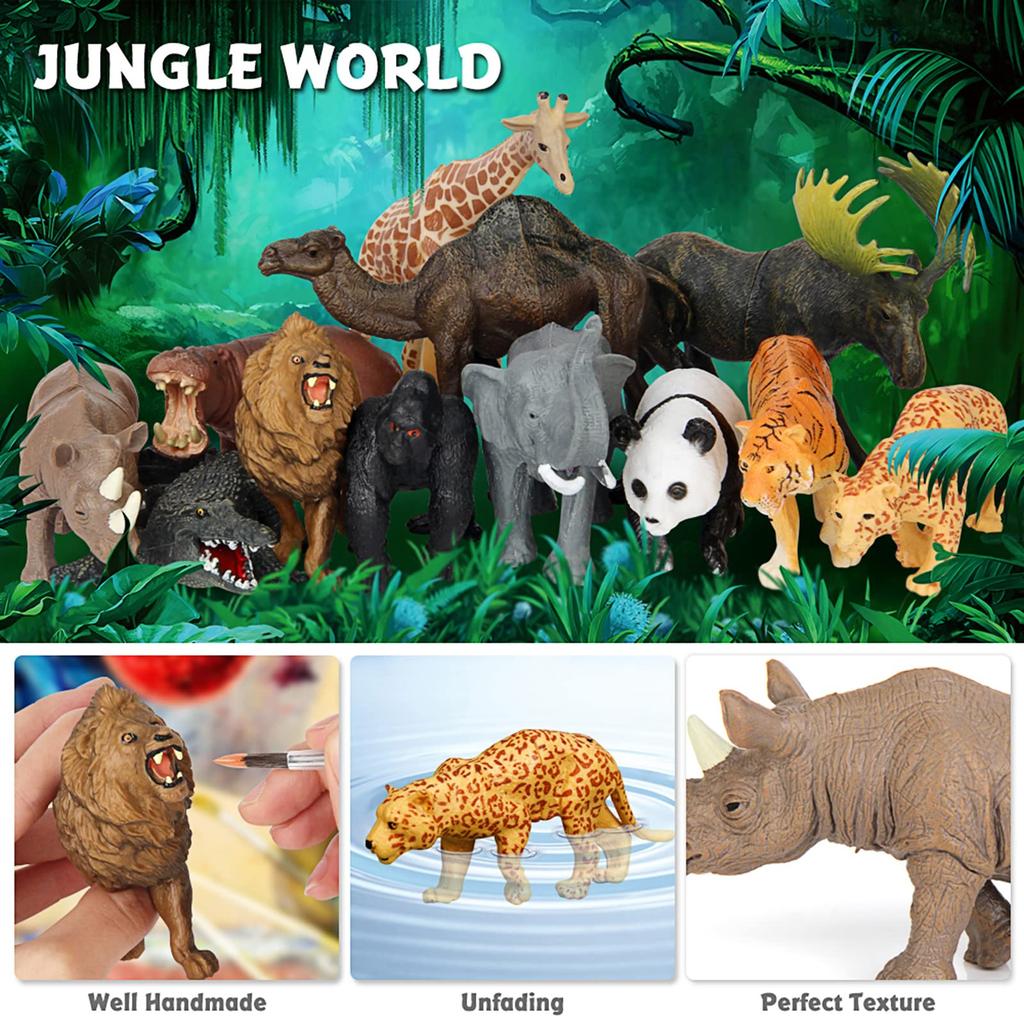 Игрушка Safari Animal Toy 12 предметов, реалистичные фигурки животных Jumbo Wild Jungle Animal, большой набор из африканского зоопарка с пластиковыми обучающими игрушками для детей и малышей