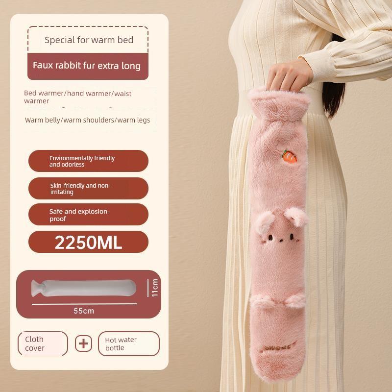 Extra-Long Water-Filled Hot Water Bottle for Winter, Large Size for Bed, Extra-Large Ultra-Long Strip Warm Water Bag, Anti-Explosion Device for