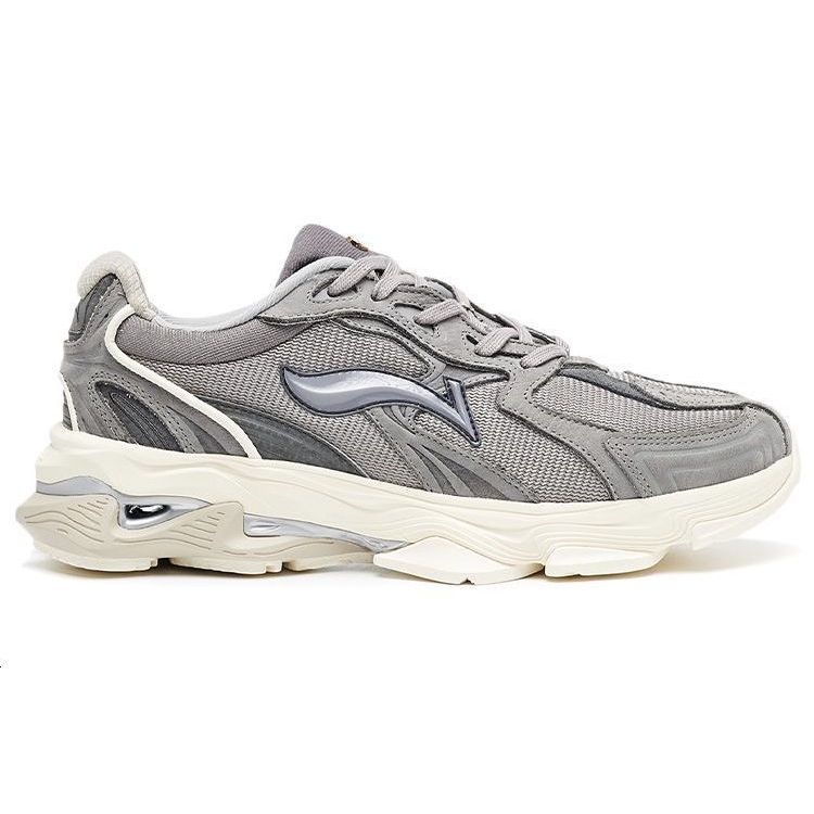 Li-Ning 1990 Suede Casual Retro Shock Absorbing Non-Slip Wear-Stick Low-Top Running Shoes Мужские кроссовки Fog-Gray ALFR119-2