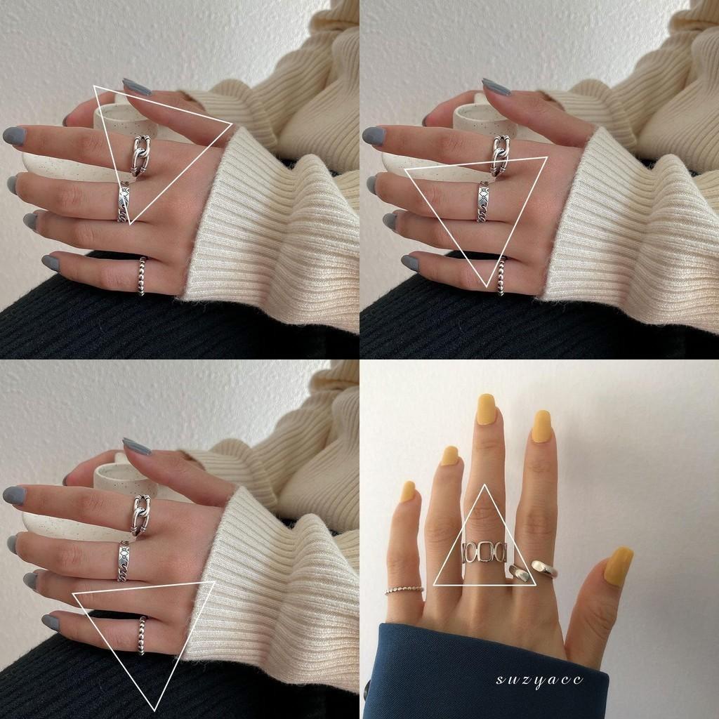 Инс Корейское Уникальное Вдохновленное Серебро S925 Геометрическое Кольцо для Женщин с Шармом Минималистичное