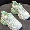 Женские кроссовки смешанных цветов на толстой подошве с дышащей сеткой на шнуровке, спортивная обувь на каждый день