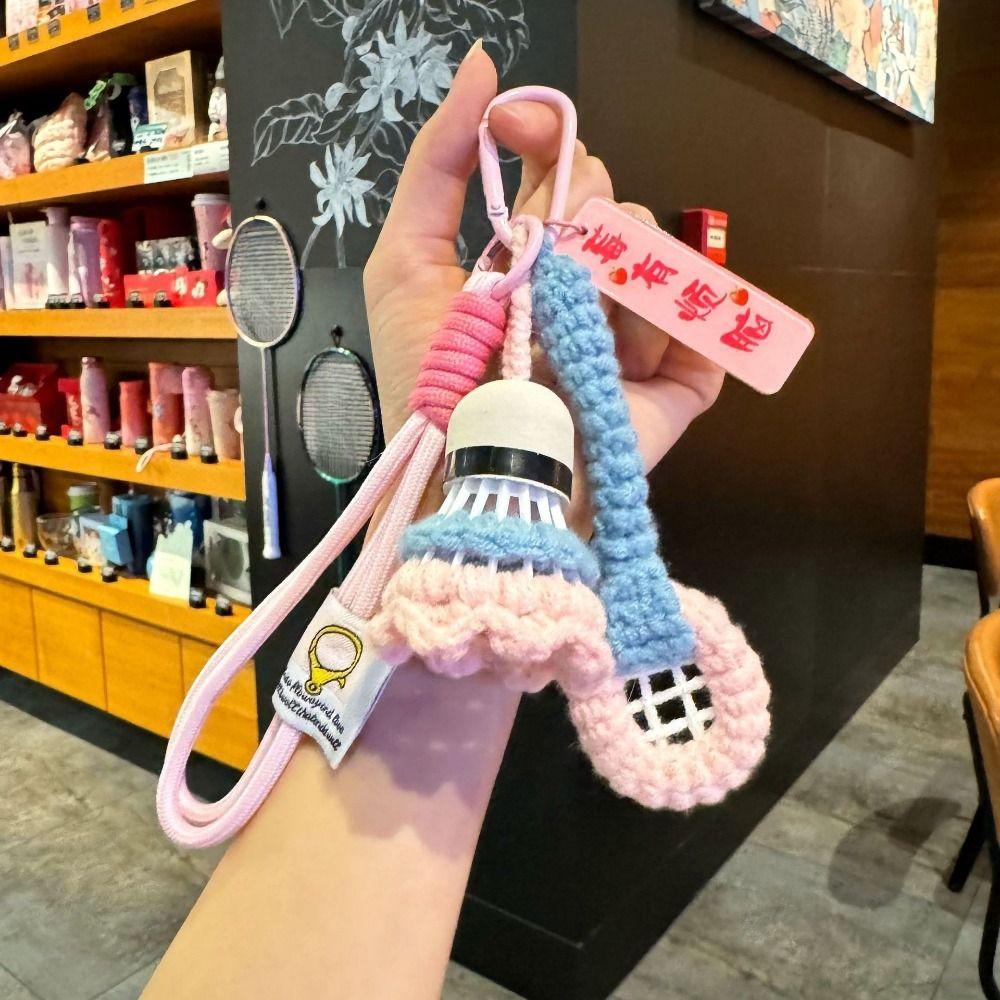 Мини Крючок Брелок для Бадминтона Яркий Цвет Брелок для Ключей Машины Вязаный Подвеска Бадминтон Декор для Рюкзака