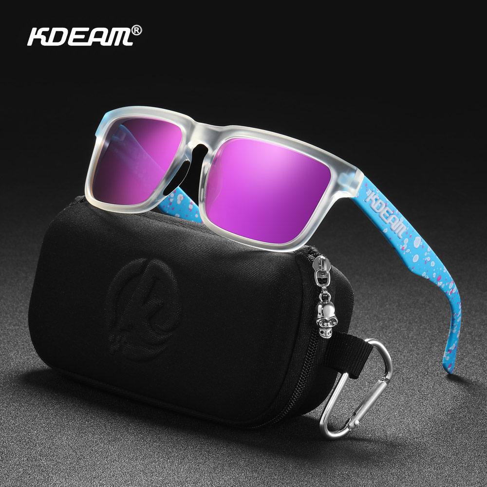 KDEAM Square Style Polarized Sunglasses For Men And Women Medium Size Overall Width 145mm Outdoor Sun Glasses With Zippered Case