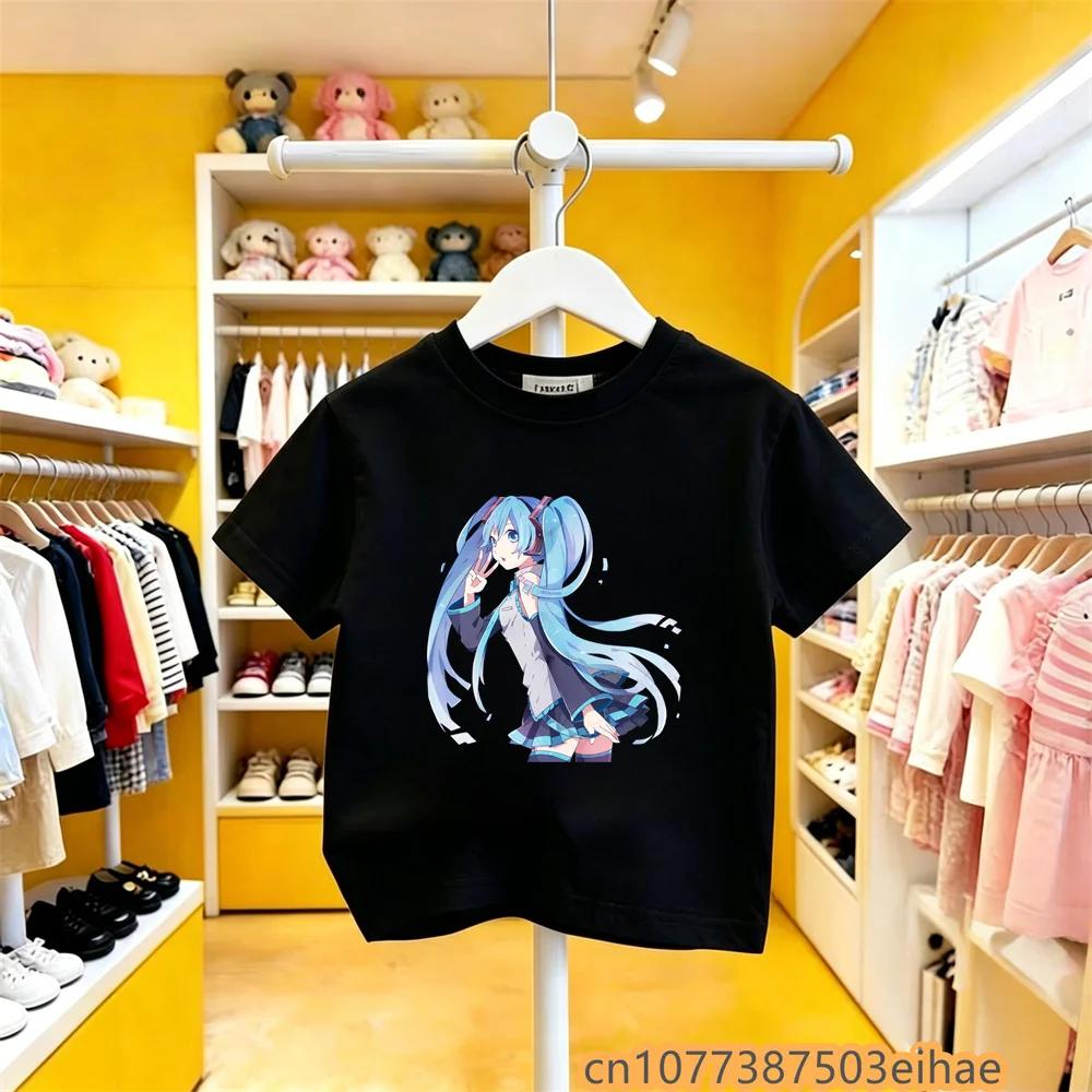 Hatsune Miku Cobranded Solid Base Pure Cotton Short Sleeve Vivid Anime Printed Casual Unisex New Arrival Summer Clothing