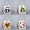 Индивидуальное имя Скелет Панк Принт Эко Многоразовый Подарок для Друга Женские Сумки через Плечо Пляжная Сумка Для Хозяйства Большая Холщовая Сумка-тоут Shopper