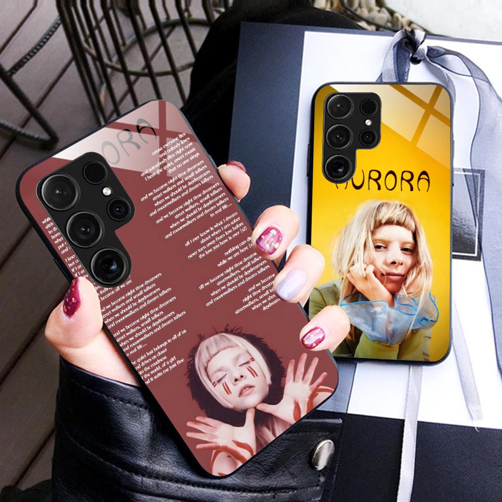 Стеклянный чехол для мобильного телефона Aurora Aksnes для Samsung Galaxy S26 S25 S24 S23 S22 S21 S20 Note20 Plus FE Ultra Разноцветный чехол