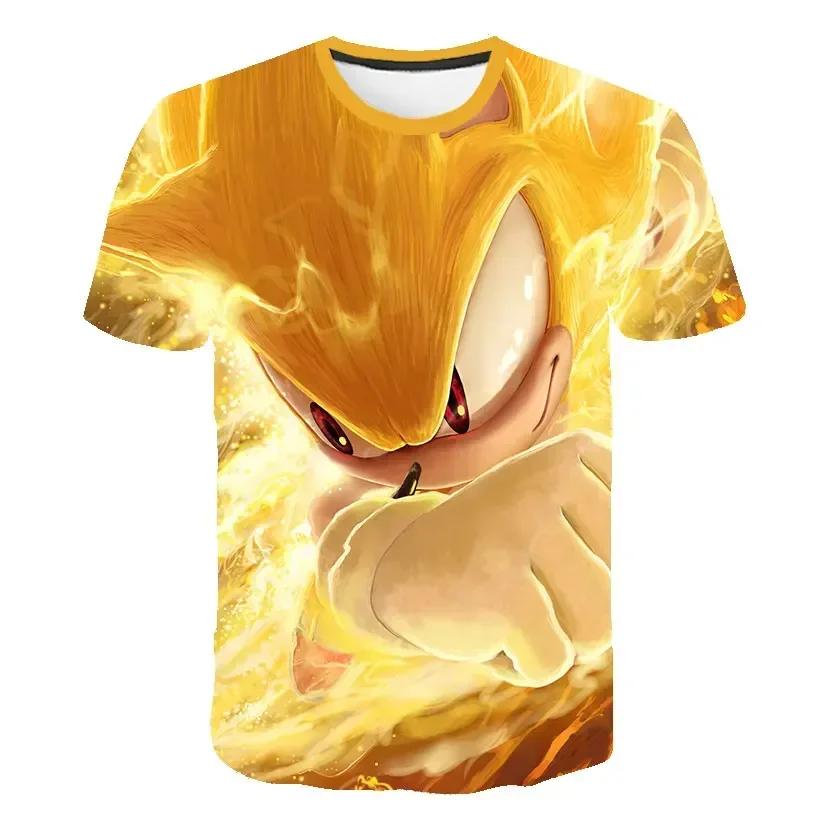 2025 MINISO The Summer New Style Sonic T-shirt Kids Clothing Boys Cartoon Game Sonic Boys Clothes Children T-shirt Clothes for Girls