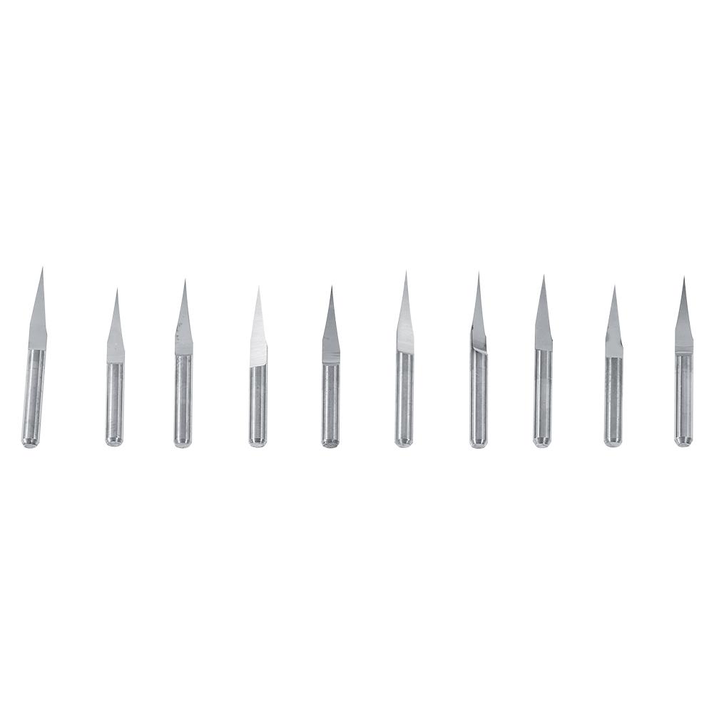 10 шт. 3,175 мм Твердосплавная гравировальная CNC фреза Инструмент для резьбы 10 градусов