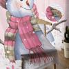 Christmas Winter Snowflake Snowman Pink Sheer Curtains for Living Room Decoration Window Curtains Kitchen Tulle Voile Curtains