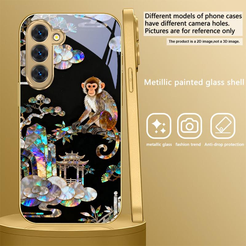 Фантастическая Радужная Сосна Для Samsung Galaxy S26 S20 FE S21 S22 S23 Plus S24 Ultra S25Ultra S21+ S22Plus Золотой стеклянный чехол для телефона
