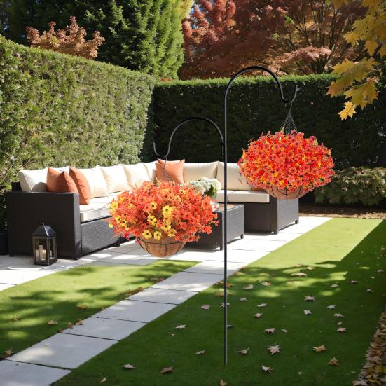 Осенняя подвесная корзина с искусственными цветами, устойчивая к УФ-лучам, для улицы, сада, двора