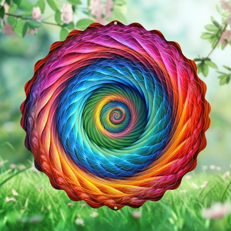 Handcrafted Colorful Rotating Wind Chimes Metal Outdoor Decoration Easy To Hanging Decorative Pendant Accessories