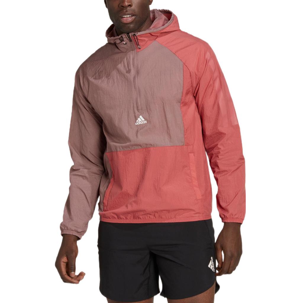 Adidas Colorblock Sports Fitness Hooded Jacket Men Outerwear Pink HZ9708