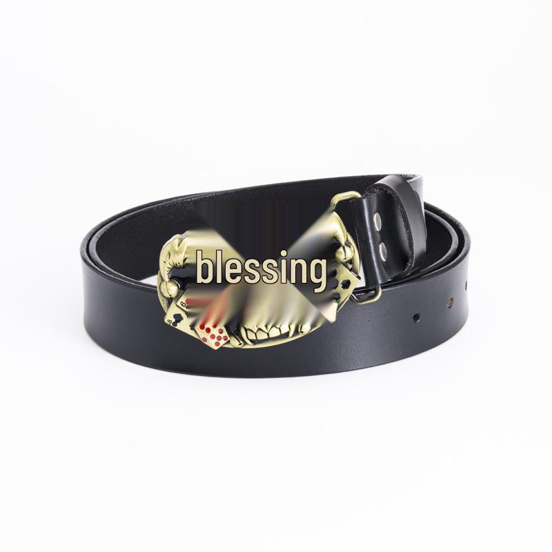 Cowhide Men's Belt - Personalized Barber Stylist Exclusive with Clown Skull Design
