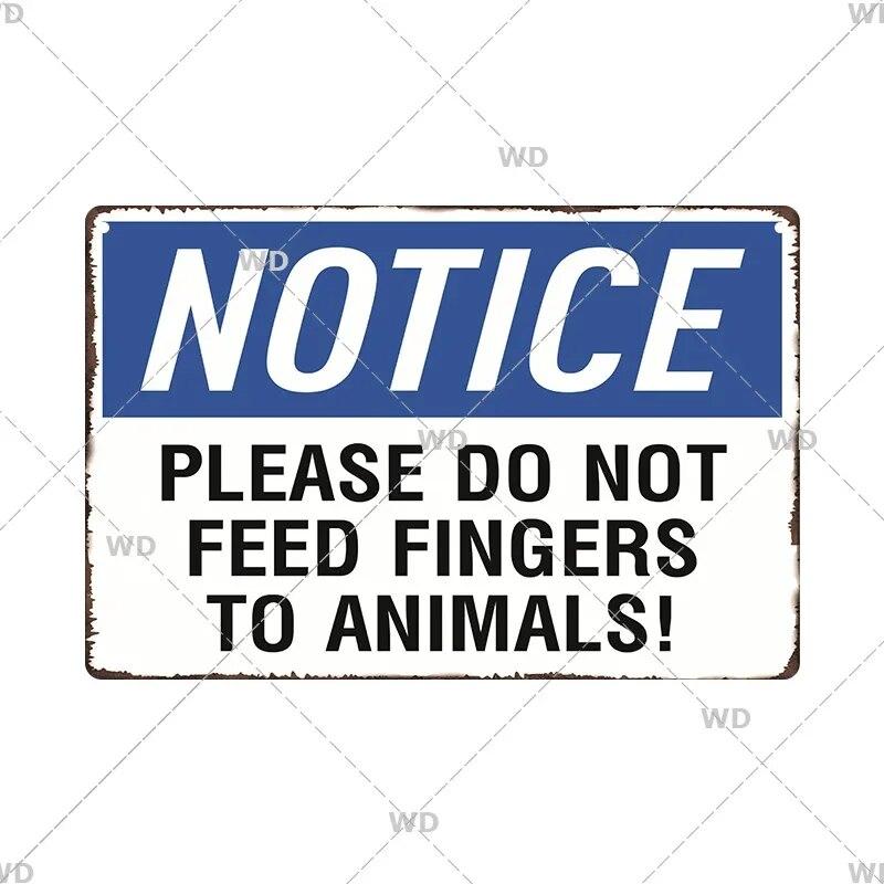 Beware Animals Dog Cat Bull Kraken Chickens Bigfoot Area Retro Tin Sign Caution Decorative Vintage Plaque Metal Poster Decor