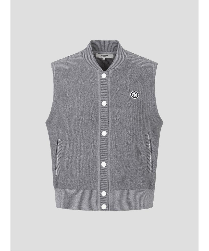 BEANPOLE GOLF Women'S Collar Neck Full Open Knit Vest Grey
