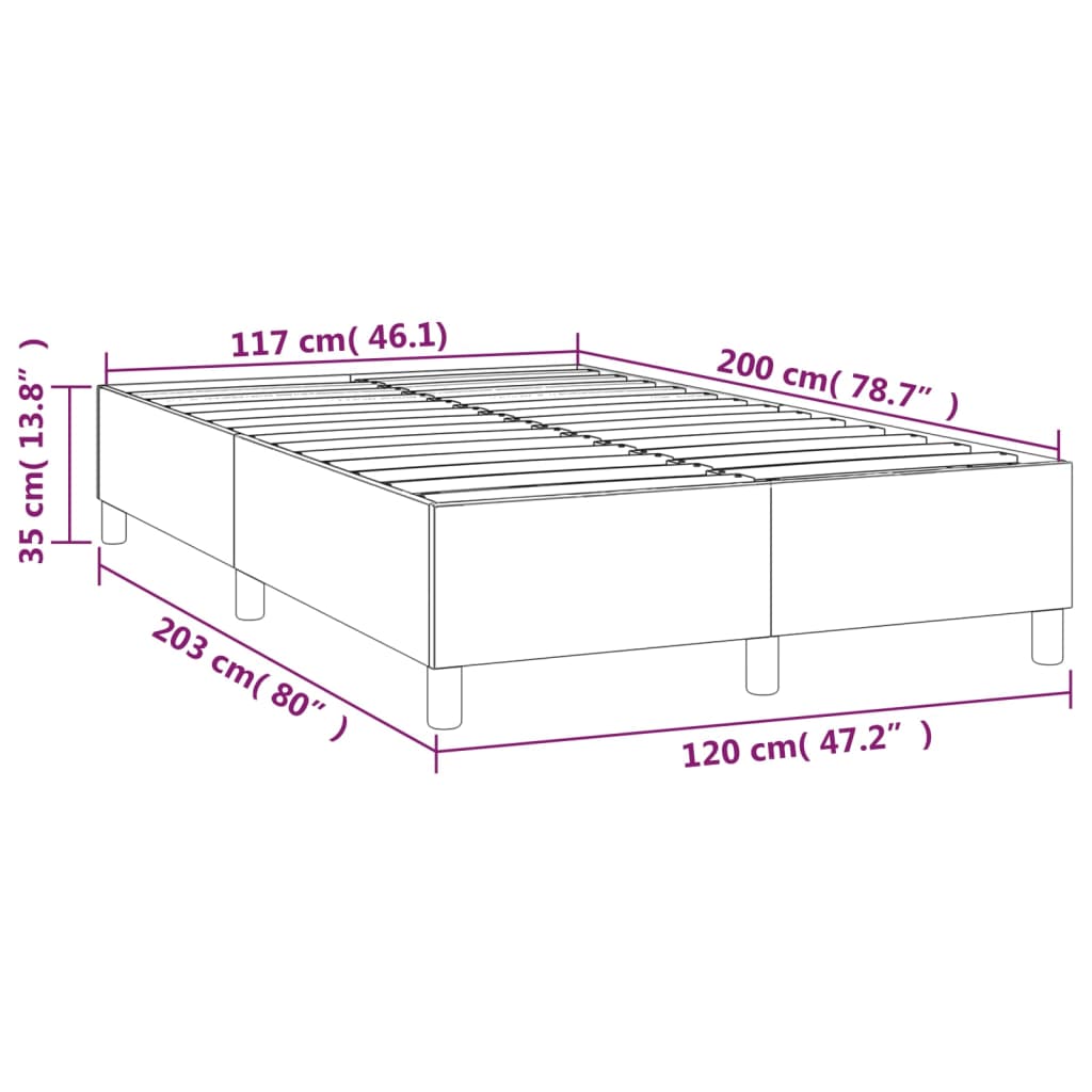 Box Spring Bed Frame Dark Grey 120 x 200 cm Velvet