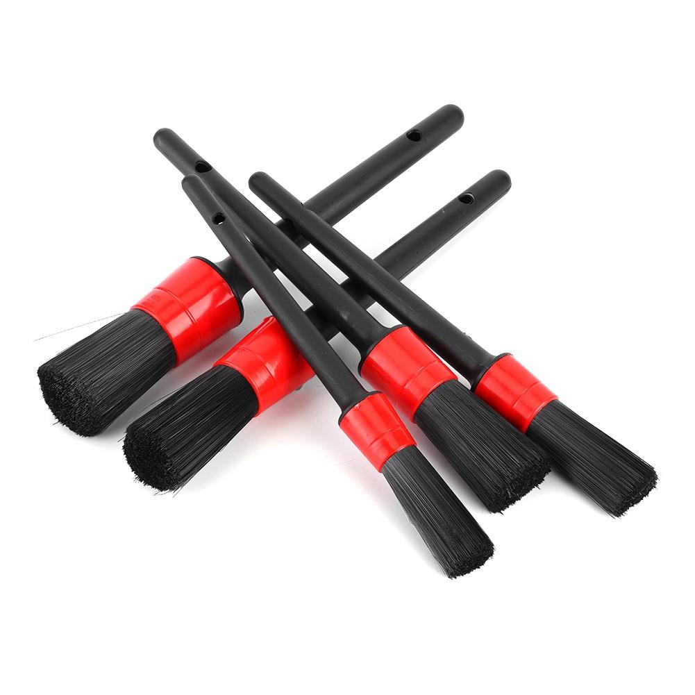 5pcs Car Detailing Brush Dry Wet Dual Use Cleaning Washing Hair Brushes Portable Auto Detail Tool Set
