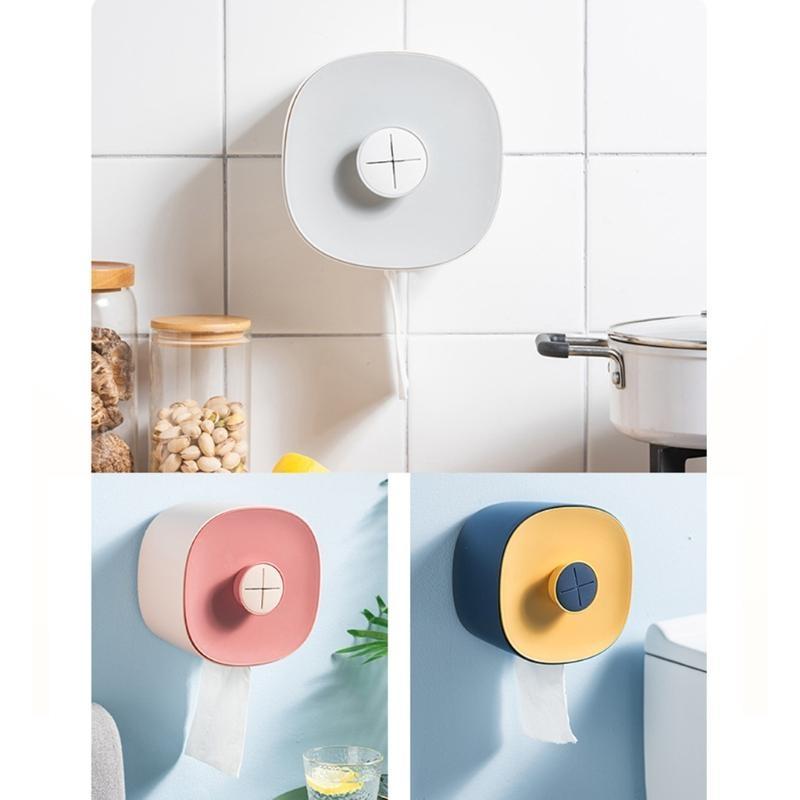 Nordic Adhesive Toilet Paper Roll Holder Wall Mounted Waterproof Tissue Storage Box Bathroom Face Towel