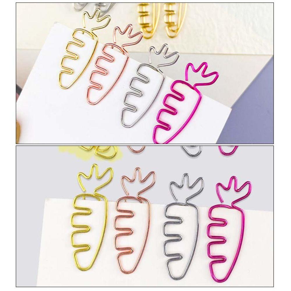 20pcs Cartoon Paper Clips Metal Bookmark Holder Students Stationery Paper Decorative Clip Home