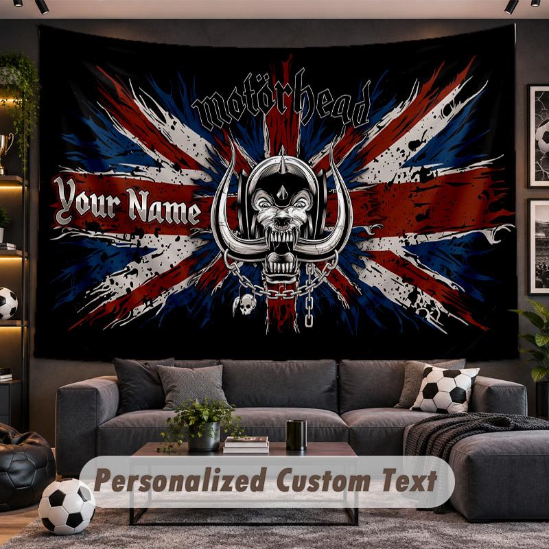 Motorhead Personalized Tapestry Support Custom Name, Wall Art Home Decoration
