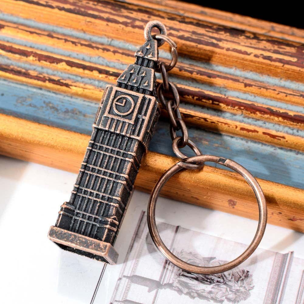 Small Travel Souvenir Gifts London Women Big Ben Clock Metal Keychain Key Ring Key Holder
