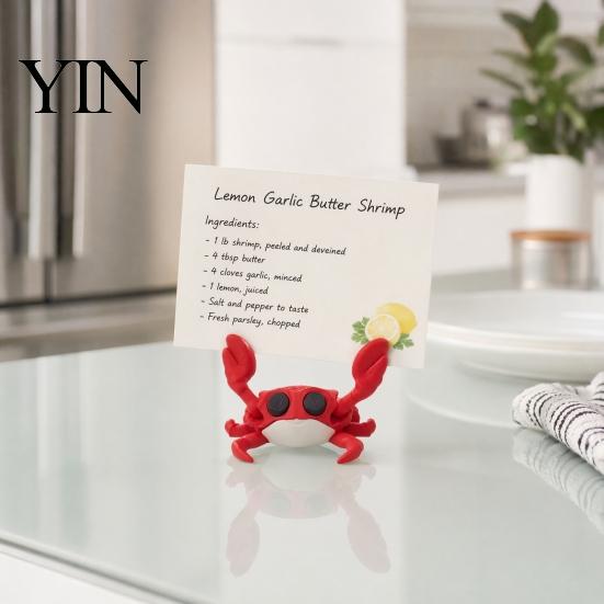 Stable Card Holder Stand 3D Printing Business Holder, Cute Crab Shape, Cartoon Desk Accessory Non-Tip Organizer, for Office Home Desktop Storage