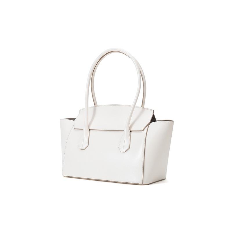 Bally Solid Color Design Embossed Cowhide Tote Shoulder Bag Women Bags Bone-White SANDAH-63
