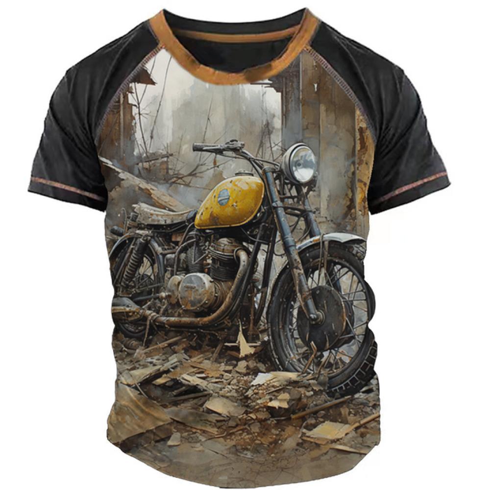 Винтажные мотоциклетные футболки для мужчин, летняя одежда, футболки с 3d графикой, уличная одежда, топы с короткими рукавами, мужские мотоциклетные рубашки, футболки
