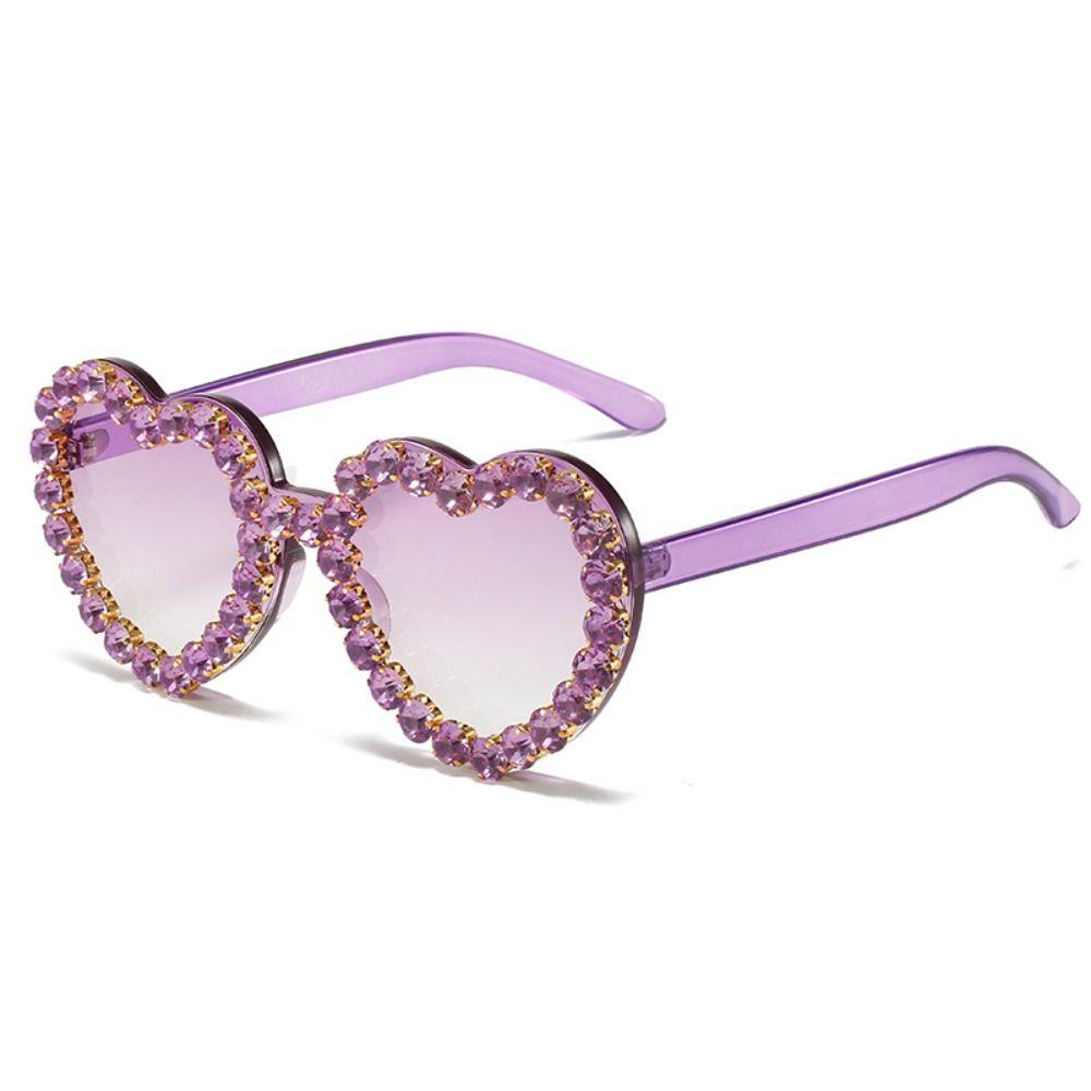 Heart-shaped Frame Rhinestone Decoration Sunglasses Outdoor Photos Decoration Travel Sunglasses Sun-Protective Bride Eyewear