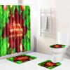 Christmas Shower Curtain Floor Mat Combination Four-Piece Set Bathroom Toilet Carpet Shower Room Mat Foot Mat