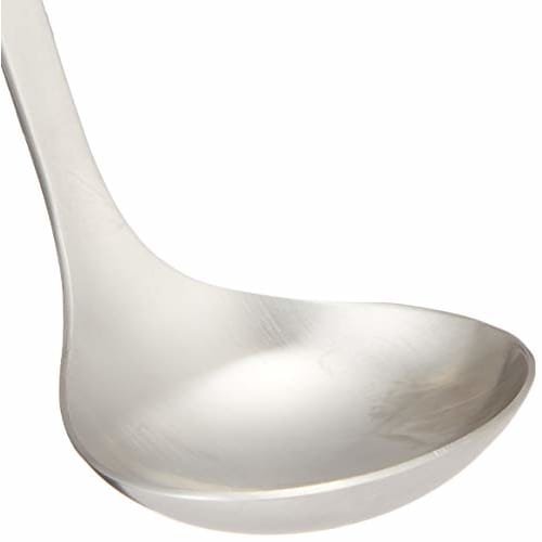 Sori Yanagi's Tsubame-Sanjo stainless steel sauce ladle features a simple, easy-to-use design and a matte finish. Its one-piece construction makes it
