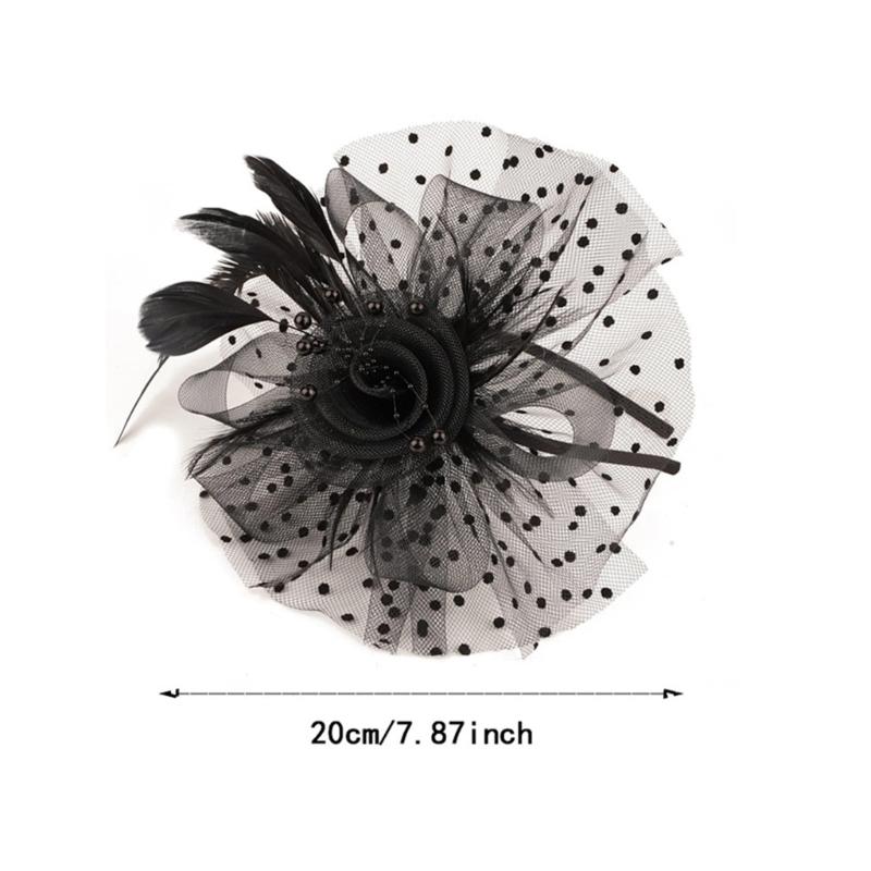 Шляпка-fascinator с перьями, топ-шляпа из тюля для девичника и тематических вечеринок, головной убор для коктейльной вечеринки, собрания, наряжания