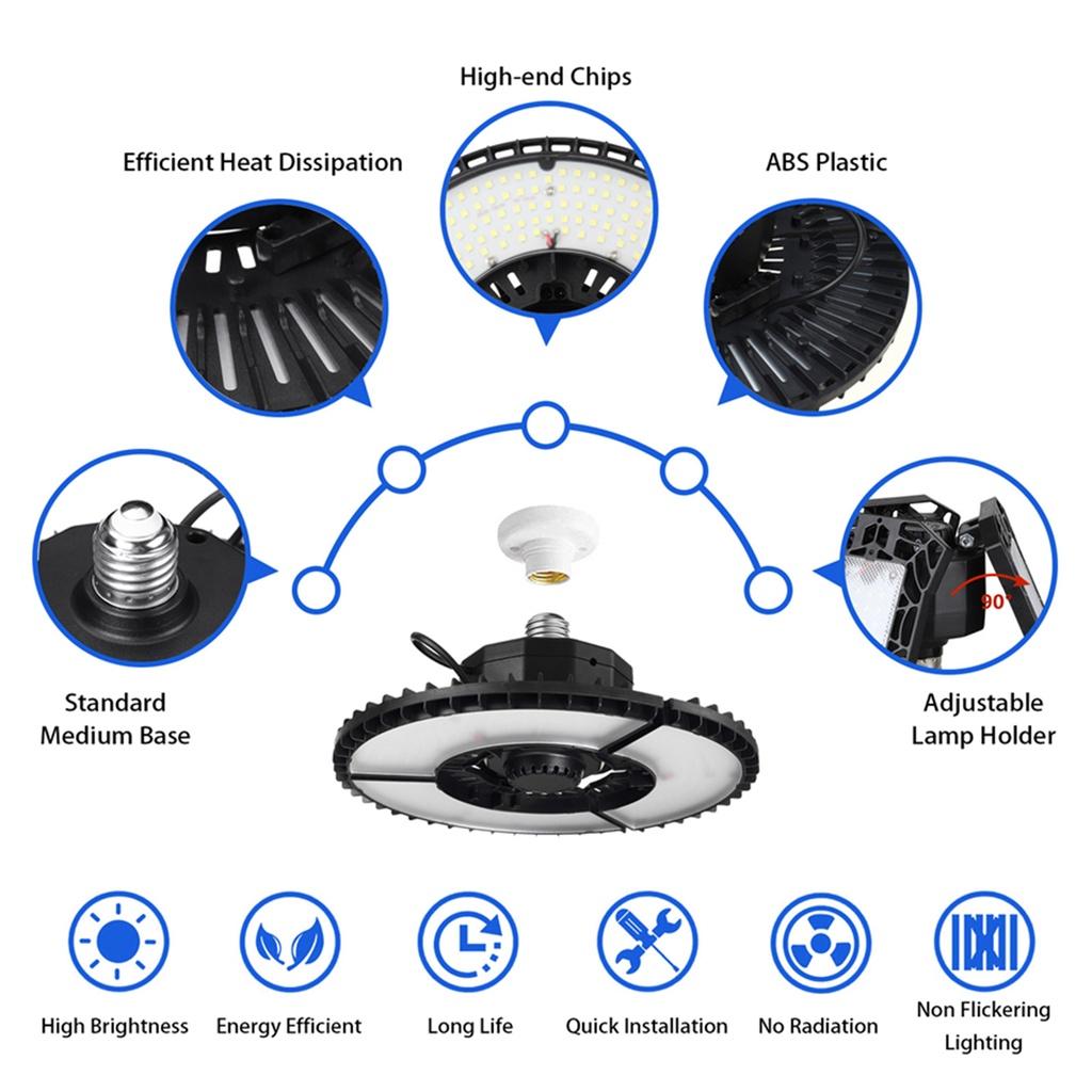 300W/200W 13500LM 315LED Foldable UFO LED High Bay Lights LED Garage Light Industrial Lighting Warehouse Led High Bay Lamps