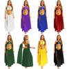 Women's Professional Belly Dance Costume: Halter Crop Top with Removable Sleeves, Side Slit Skirt & Built-In Underwear