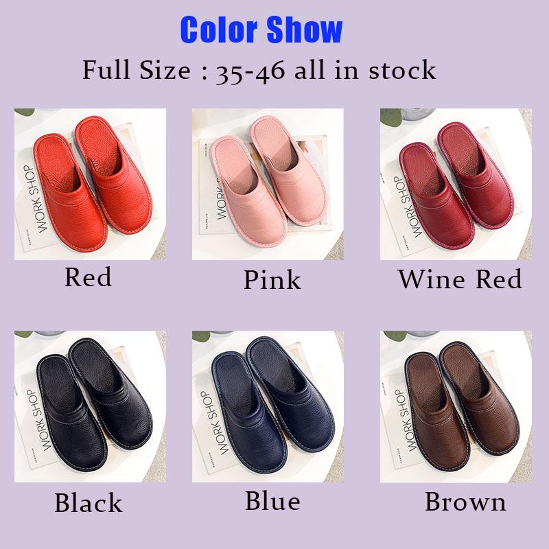 Couples Simple Leather Slippers Men Home Spring Shoes 2024 Trend Flat Precision Stitching Man Slippers Indoor Leather Shoes