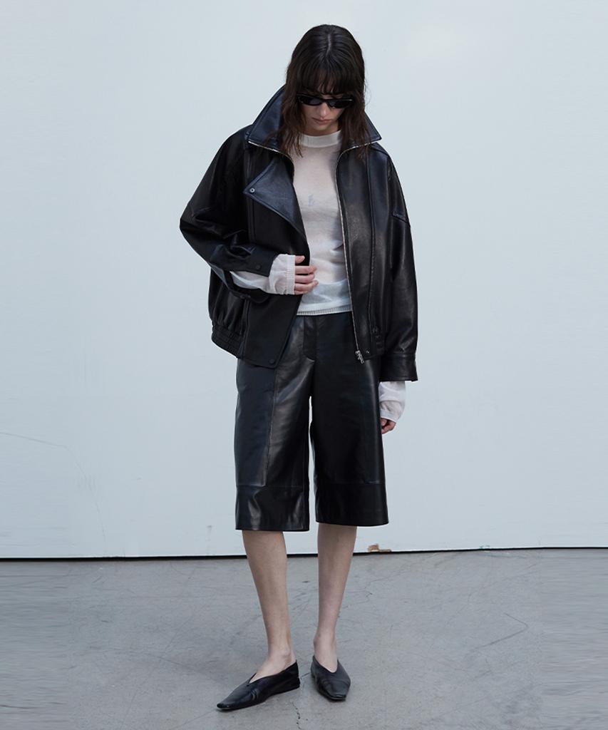 Verdemar Double Collar Zip-Up Jacket_Black