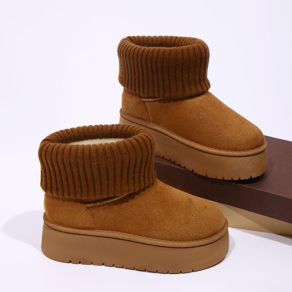 Korean Version of Fashion Knitted Wool Cuffed Cotton Boots Cotton Shoes Fashionable Snow Boots Cotton Shoes