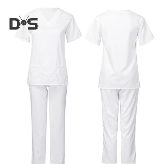 Униформа медсестры, медицинский костюм с V-образным вырезом, униформа медсестры, салон красоты, спа, учреждение по уходу за домашними животными, рабочая одежда, однотонный комплект с короткими рукавами и брюками