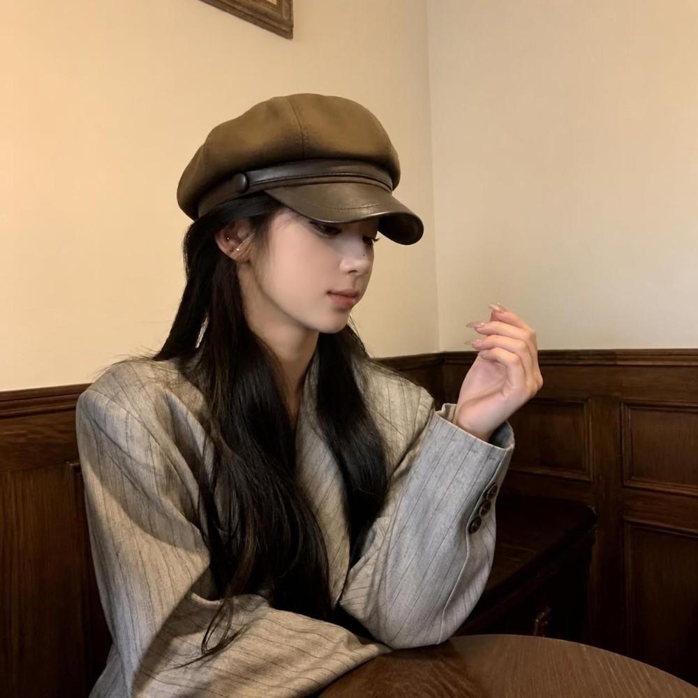 Windproof Newsboy Cap Adjustable Pumpkin Hat Elegant Winter Beret Hat Women