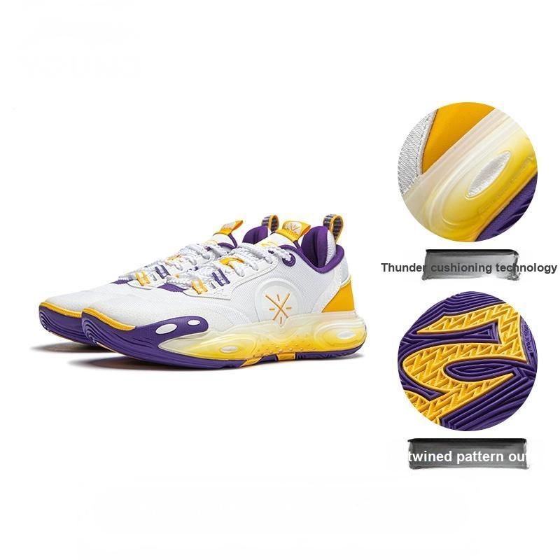 Баскетбольные кроссовки Li Ning City 12 Beng Technology Low Top для детей, белые, желтые, YKBU032-1