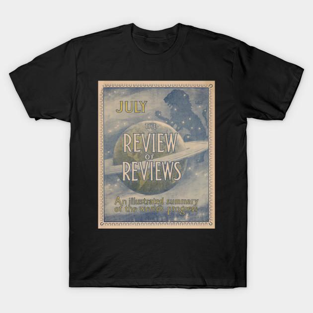 Men Black Print T-shirt Super Large TShirt Artist-posters-0782-the-review-of-reviews-an-illus No-Cut Transfer Paper Print Cotton Tshirt