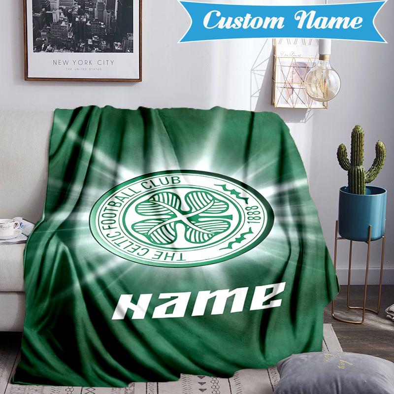 Custom Name Celtic Football Crest Blanket Lightweight Ideal Bedding Blanket Perfect for Travel, Camping, Living Rooms, Sofas, Christmas gift
