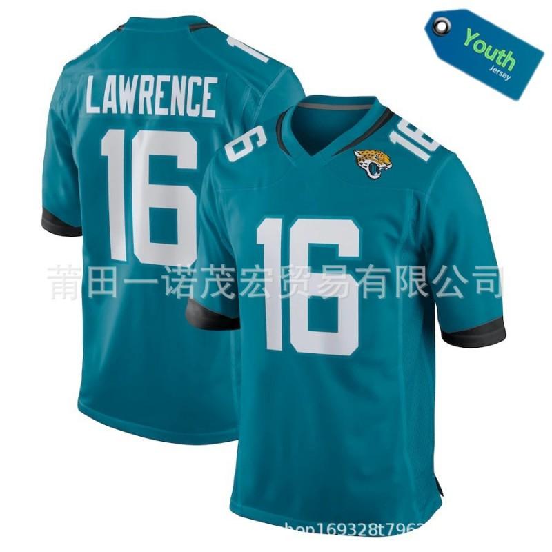 Youth Jaguars 16 Lawrence Embroidered Rugby Jersey Kids Cotton Blend Sports Tee