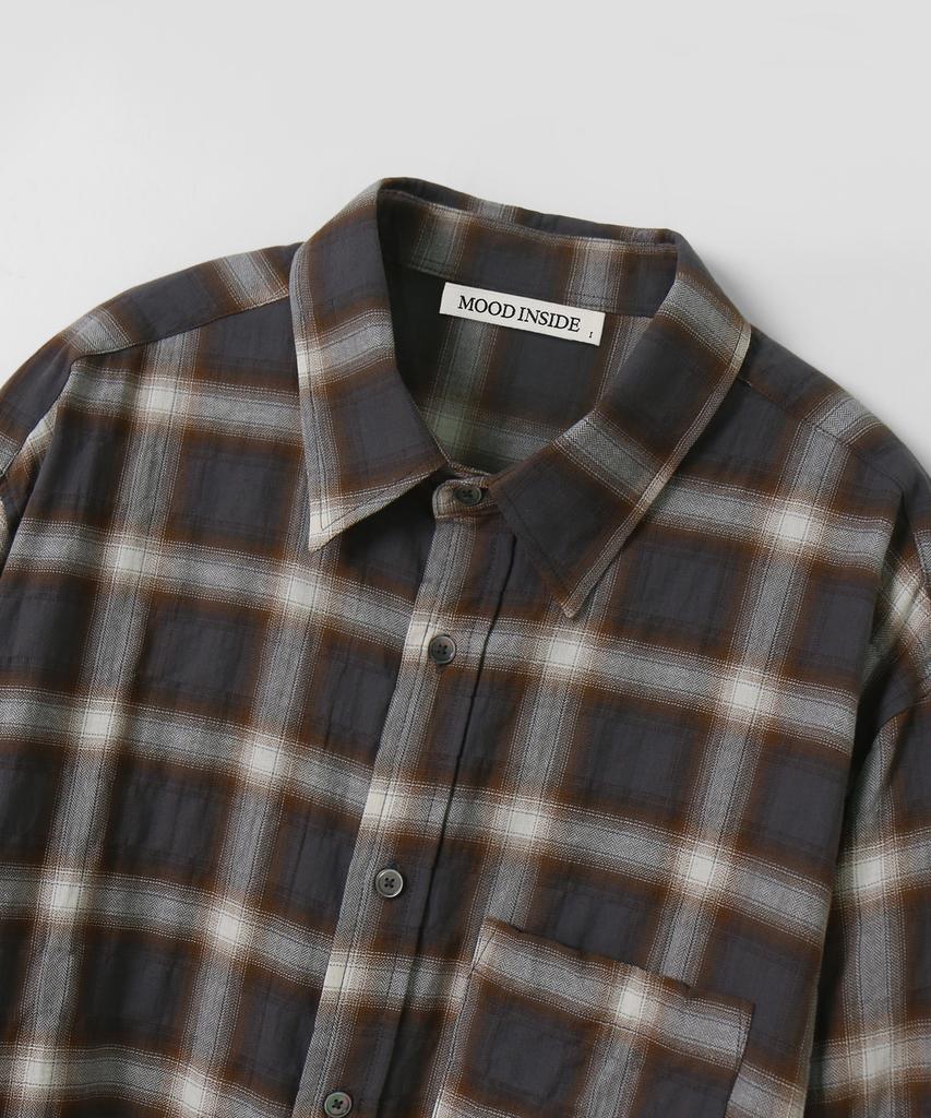 MOOD INSIDE Light Flannel Check Overshirt_Smoky Brown