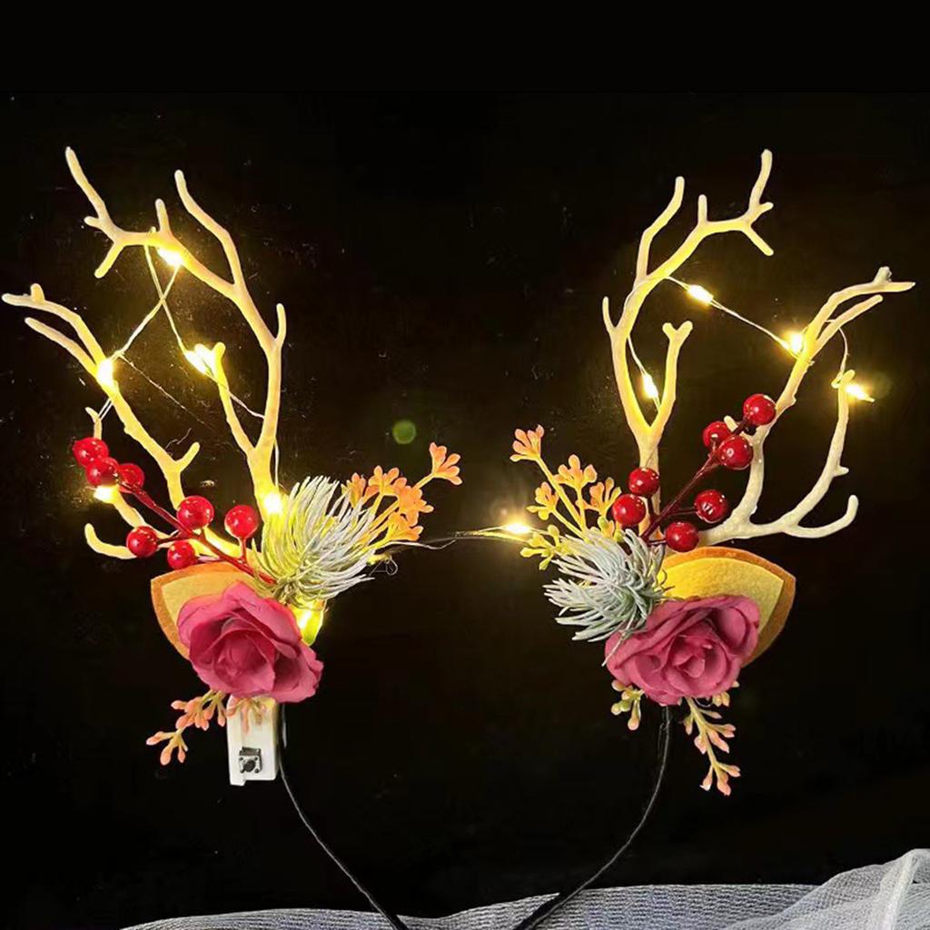 Merry Christmas Decorations Party Props Reindeer Antler Hairhoop Christmas Floral Tiaras Headband Festival Party Supply