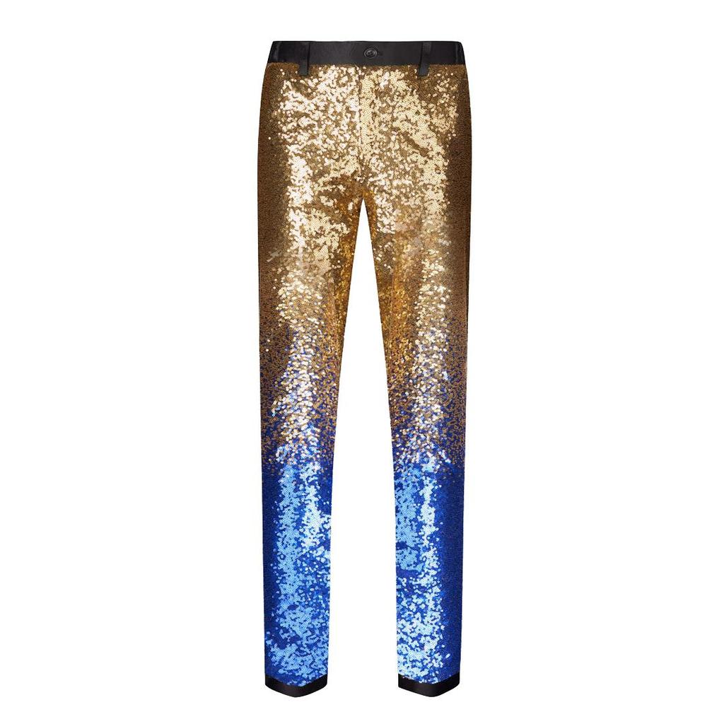 PYJTRL Мужские модные брюки с блестящими блестками и постепенным изменением цвета, брюки с расширяемой талией