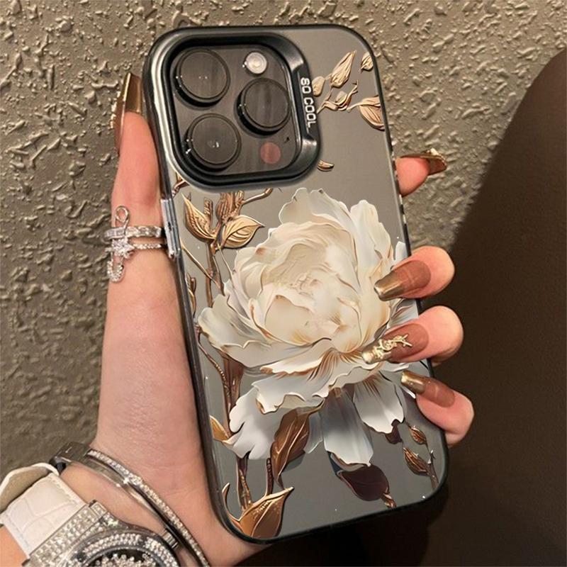 Gold Lotus Flower Electroplate Silver IMD Phone Case For Mi 14 13 12 13T 14T Pro 11 Lite NE Poco F6 X5 X6 M6 Pro 4G Cover