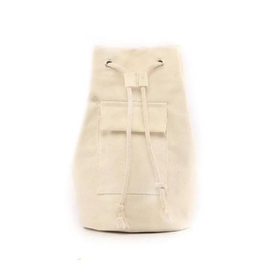 1 Pcs Korean Version Versatile Fashion Simple Solid Color Canvas Drawstring Chain Bucket Travel Women's Shoulder Crossbody Bags